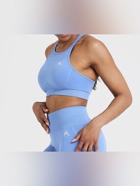 Oner Active Navy High-Neck Racerback Sports Bra